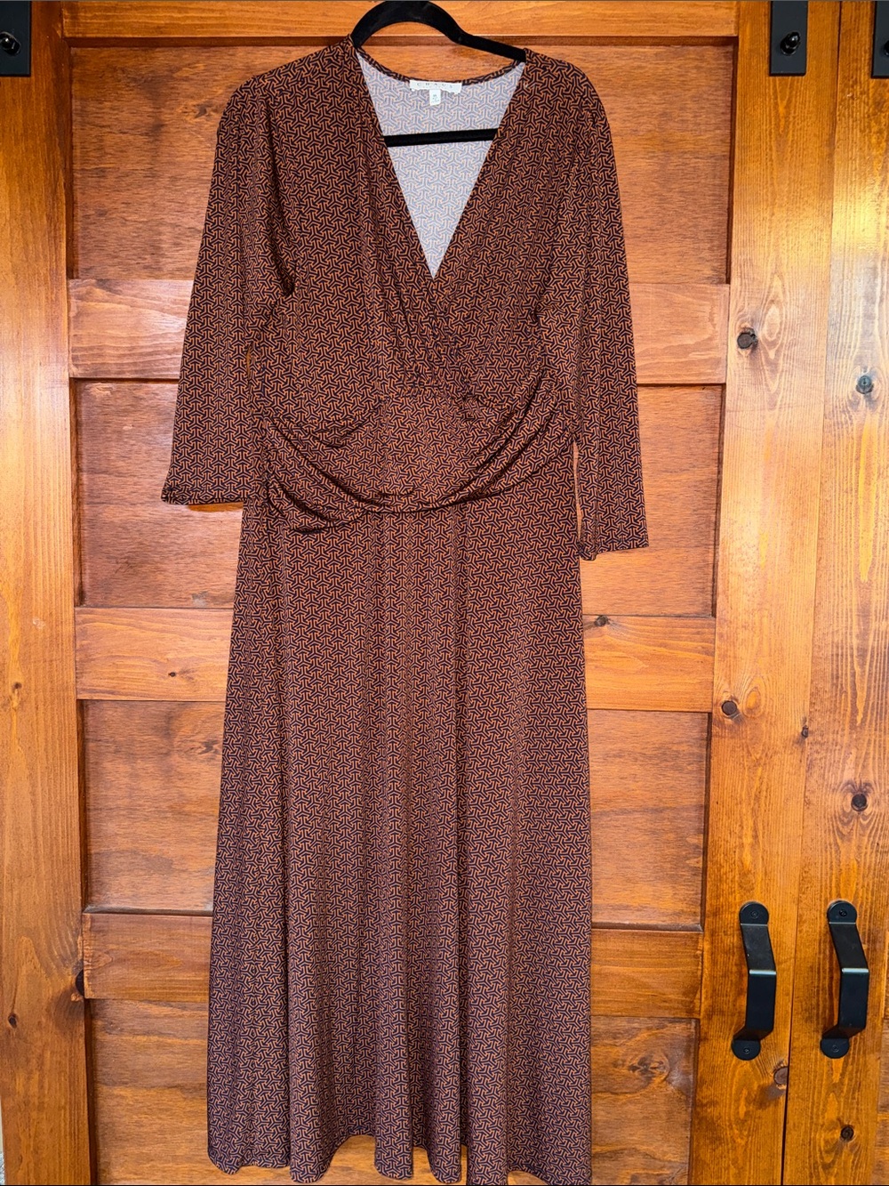 Chaus Brown Printed Wrap Maxi Dress